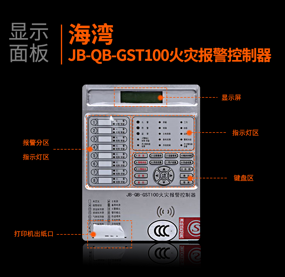上海海灣JB-QB-GST100上海火災報警控制器顯示面板